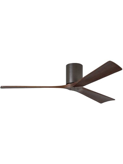 Irene 60 inch Flush-Mount Ceiling Fan with Solid Wood Blades in Textured Bronze.